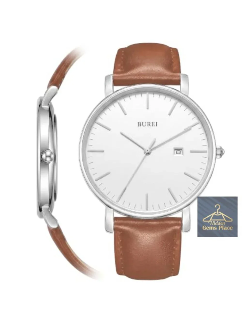 Ultra Thin Minimalist Men Watch Analog Waterproof Leather Stainless Steel